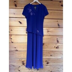 Positive Attitude Sequined Lined Formal V Neck Maxi Dress Woman’s 12 Purple